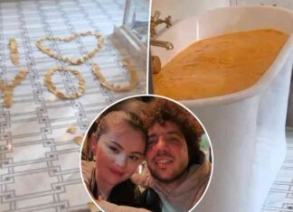 Selena Gomez Surprised by Benny Blanco with Bathtub Gift selena-gomez-surprised-by-benny-blanco-with-bathtub-gift